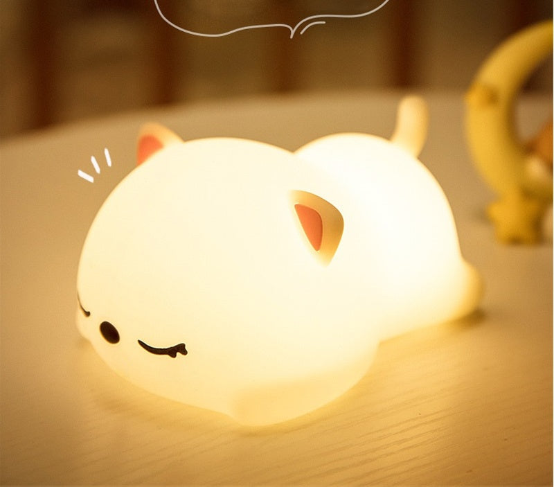 Mini Cute Kitten Beside Night Lamp