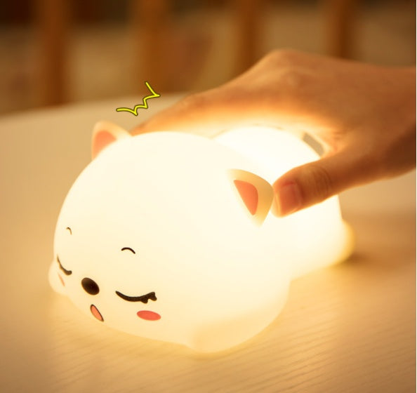 Mini Cute Kitten Beside Night Lamp