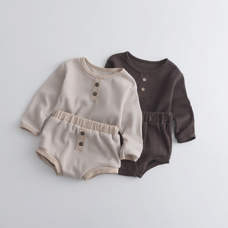 Two-piece Infant Solid Baby Clothes Set