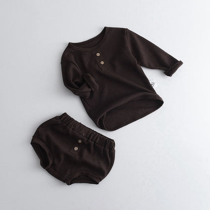 Two-piece Infant Solid Baby Clothes Set