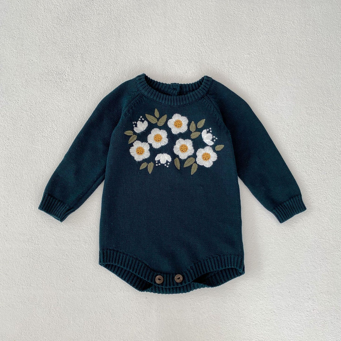 Embroidered Long Sleeve Baby Bodysuit - Tiny Cherub