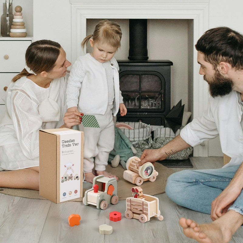 Multi-functional Train Wooden Baby Puzzle Toy