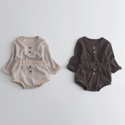 Two-piece Infant Solid Baby Clothes Set