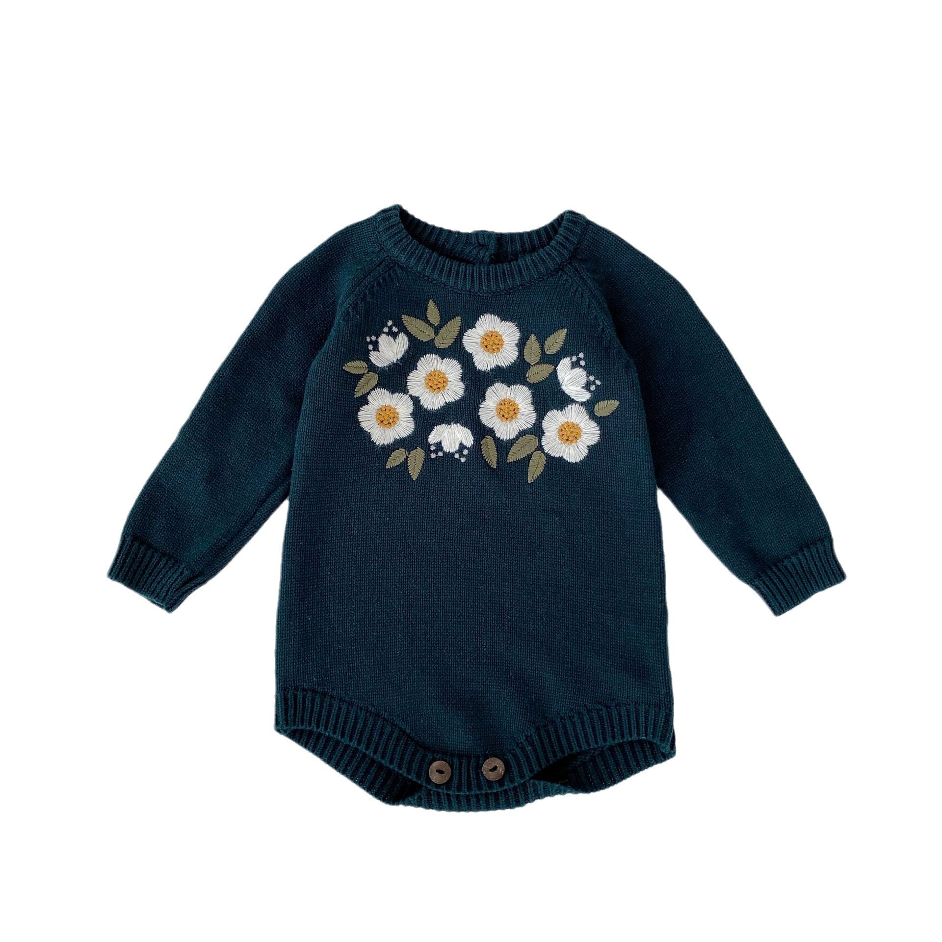 Embroidered Long Sleeve Baby Bodysuit - Tiny Cherub