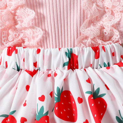 Sleeveless Infant Strawberry Print Bow Romper - Tiny Cherub