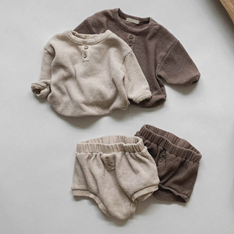 Two-piece Infant Solid Baby Clothes Set