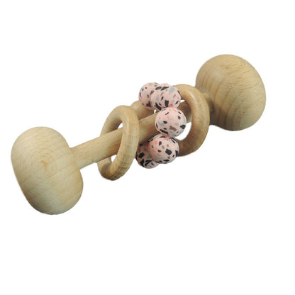 Silicone Beads Raw Wooden Rattles - Tiny Cherub